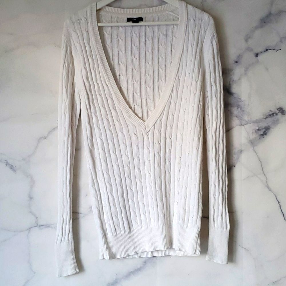 Gap White V-Neck Sweater